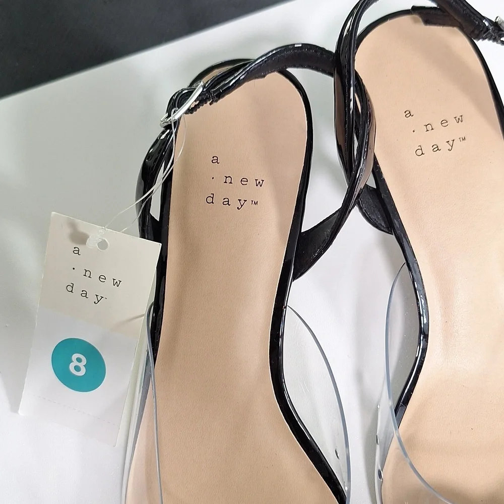 a new day Black and Clear Kitten Heels Point Toe